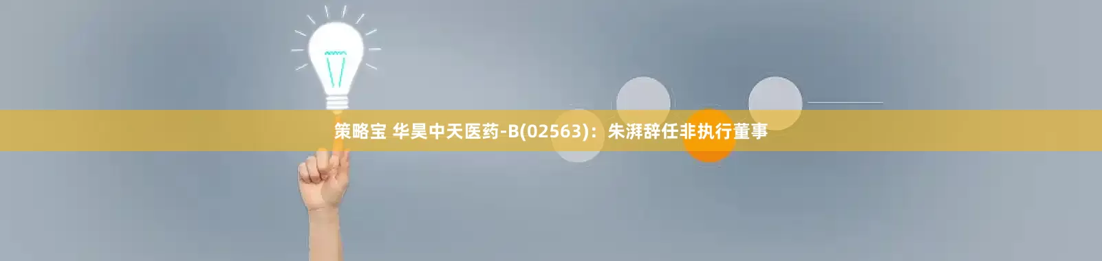 策略宝 华昊中天医药-B(02563)：朱湃辞任非执行董事